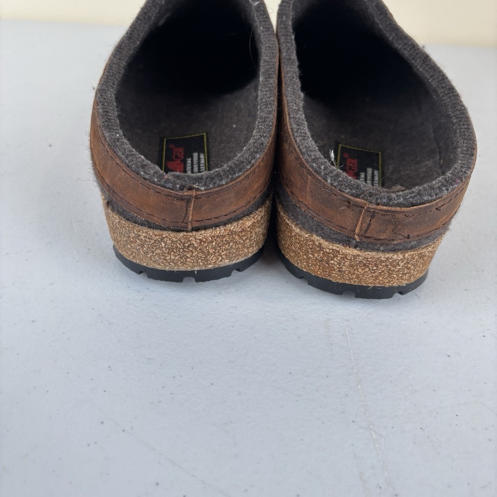 Haflinger Grizzly Wool Clogs Men 10 Women 12 EU 43 Gray w/Brown Leather Trim EUC - Picture 7 of 9